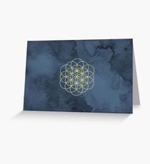 Flower of Life Mandala Watercolor Greeting Card