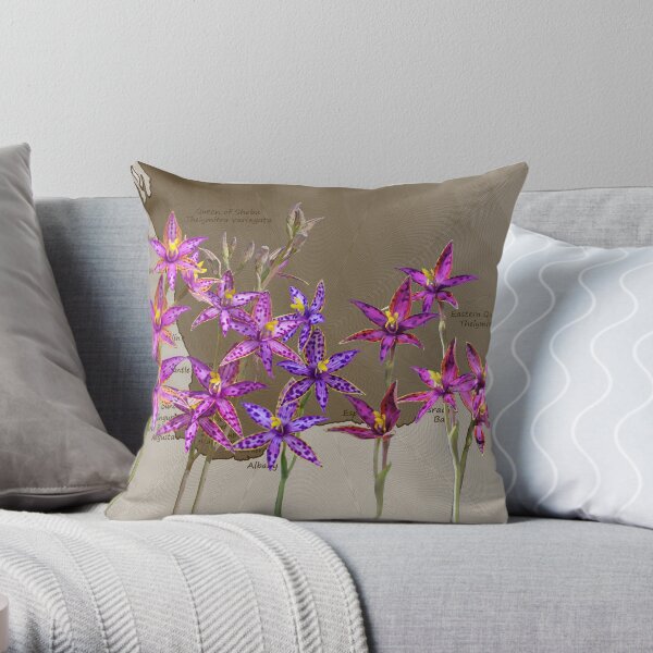 Map SW with Queen of Sheba Orchids Throw Pillow