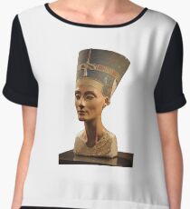 Ancient Egyptian Artifact, young adult, head, people, adult, sculpture, portrait, veil, art, museum, real people, color image, copy space, classical style, clothing, adults only, youth culture Chiffon Top