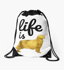 Golden Retriever Dog Gift Shirt Life Is Golden Drawstring Bag