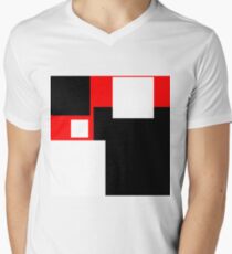 Modern Style Colour Blocks Red Background Men's V-Neck T-Shirt