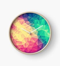 Abstract Polygon Multi Color Cubism Low Poly Triangle Design Clock