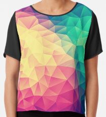 Abstract Polygon Multi Color Cubism Low Poly Triangle Design Chiffon Top