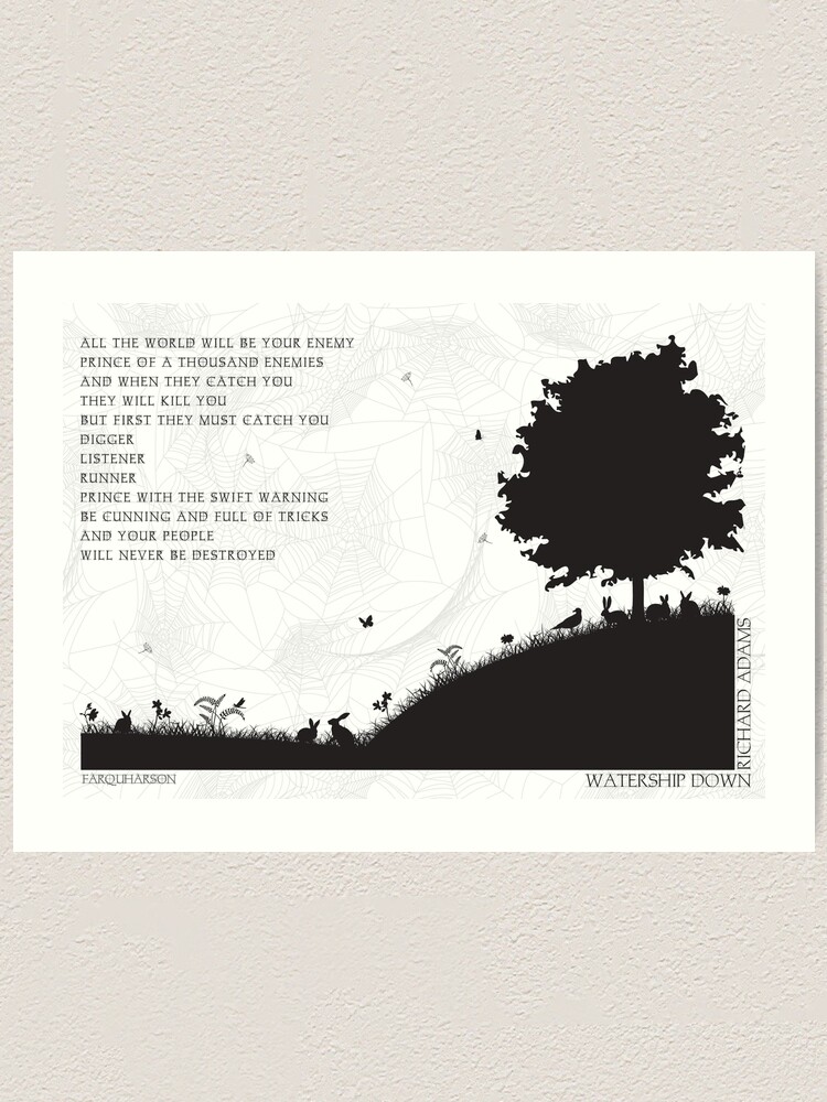 Watership Down Black And White Illustrated Quote Art Print By