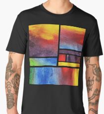 Abstract Blocks Of Watercolor Bright Vivid Geometry Men's Premium T-Shirt