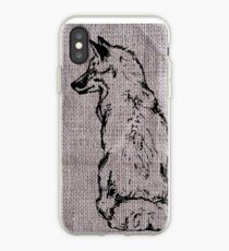 Fox on Burlap iPhone Case