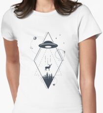 UFO. Double Exposure. Geometric Style Women's Fitted T-Shirt