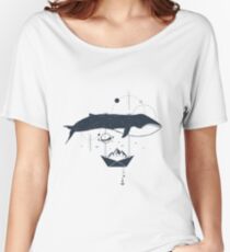 Whale In Space. Double Exposure. Geometric Style Women's Relaxed Fit T-Shirt