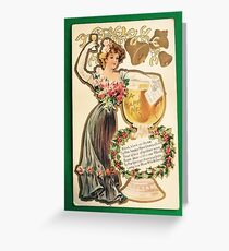 #Vintageclothing #oneperson #2029years #youngadult #adult #flower #vintage #clothing #illustration #vector #people #drink #alcohol #glass #realpeople #vertical #colorimage #women #females #cards Greeting Card
