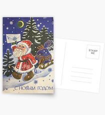 Santa Claus, Painting, Cartoon, christmas, winter, decoration, art, celebration, design, pattern, illustration, painting, snowman, snow, old, color image, old-fashioned, retro style, cards, tradition Postcards