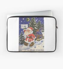 Santa Claus, Painting, Cartoon, christmas, winter, decoration, art, celebration, design, pattern, illustration, painting, snowman, snow, old, color image, old-fashioned, retro style, cards, tradition Laptop Sleeve