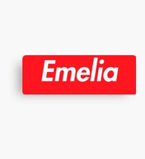 Hello My Name Is Emelia Name Tag Canvas Print