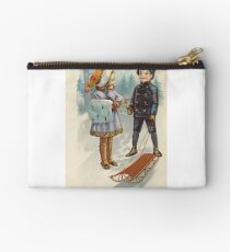 Happy New Year, elementary age, appy, wew, year, illustration, painting, art, lithograph, veil, two, real people, vertical, color image, females, pattern, clothing, retro style, old-fashioned Studio Pouch