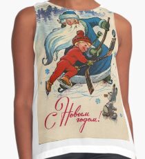 poster, santa claus, cartoon, christmas, ell, ac., illustration, art, lithograph, painting, people, adult, child, old, vertical, color image, marketing, advertisement, pattern, men, old-fashioned Contrast Tank
