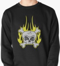 Skull & Crossbones Flaming Dark Pullover