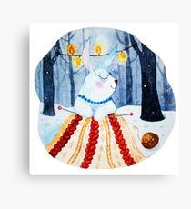 Hare knits warm blanket Canvas Print
