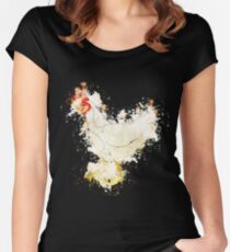 Chicken hen farm watercolor painted Women's Fitted Scoop T-Shirt