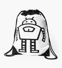 Cartoon Robot Android Icon Drawstring Bag