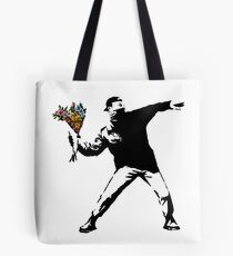 Banksy - Rage, Flower Thrower Tote Bag