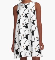 Banksy - Rage, Blumenwerfer A-Linien Kleid