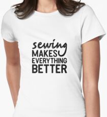 Sewing Machine Fabric Shirt Pattern Gift Women's Fitted T-Shirt
