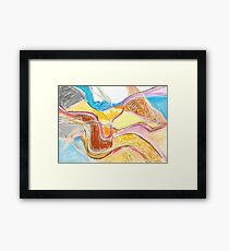rivers. abstract oil pastel on paper Framed Print