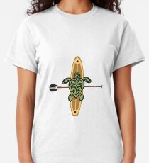 Black & Green Tribal Turtle Stand-Up Wave Rider Classic T-Shirt