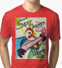 Super Chicken vs Worm Tri-blend T-Shirt