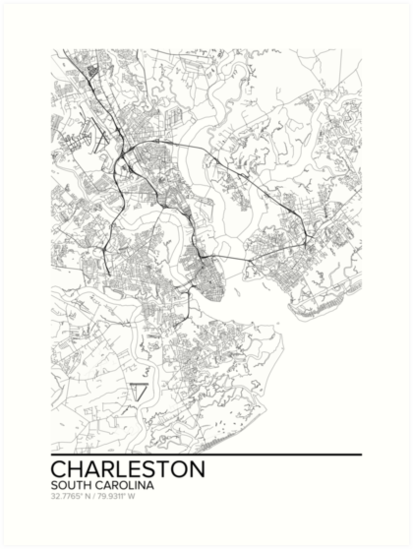 "Charleston Karte Poster drucken Wandkunst, South Carolina Geschenk