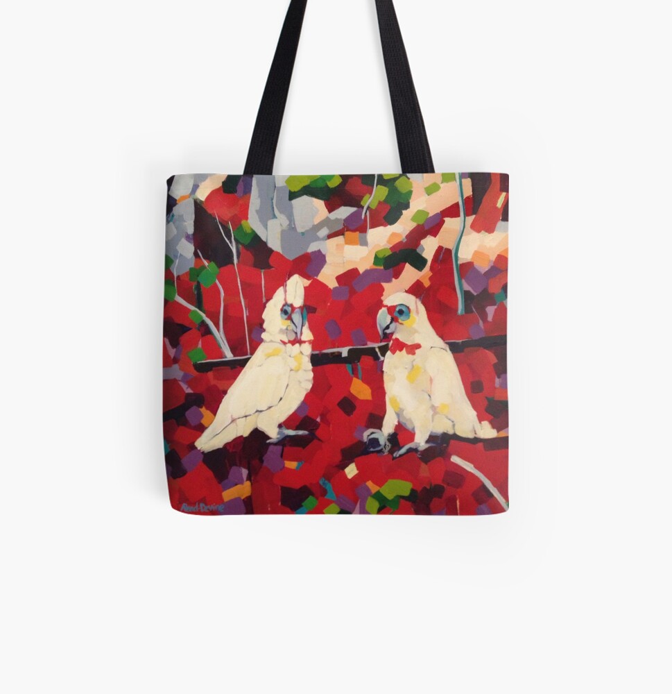 Long Billed Corellas All Over Print Tote Bag