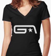 Groove Armada White Logo Women's Fitted V-Neck T-Shirt