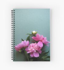 pink peony blooms on green background Spiral Notebook