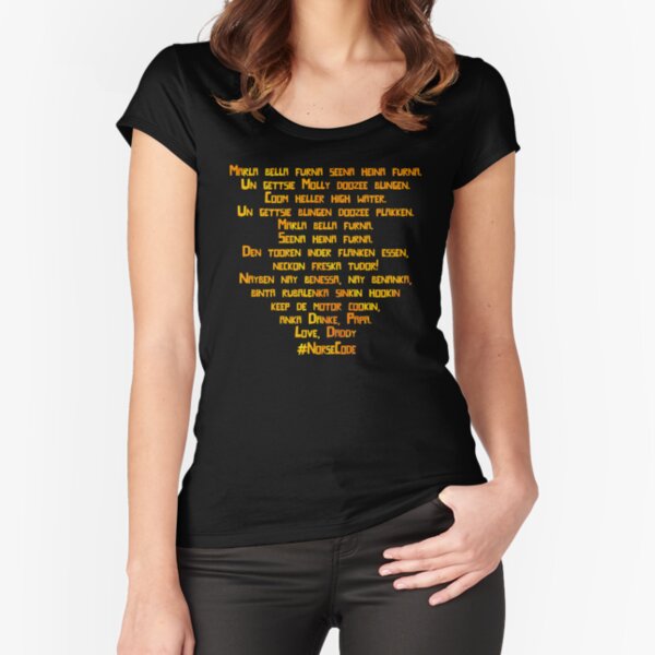 Molly - Norse Code from Peter and Starcatchers ORANGE TEXT Fitted Scoop T-Shirt