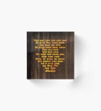 Molly - Norse Code from Peter and Starcatchers ORANGE TEXT Acrylic Block