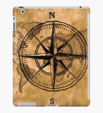 Reiseziele - Kompassrose und Weltkarte iPad-Hülle & Klebefolie