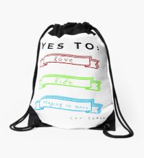 Love, Life, and Staying In More Drawstring Bag