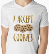 I accept cookies, I accept cookies, cookies, crumbs, Cookie Monster, Cake, Candy, Payment, Bribery, Funny, Christmas Bakery, Baker, Baking, Gift Men's V-Neck T-Shirt