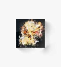 Dog pet animal watercolor painted Acrylic Block