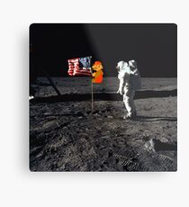 Super Mario On the Moon Metal Print