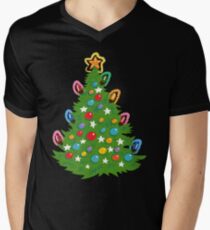 Christmas tree, a cute happy and colorful traditional tree Men's V-Neck T-Shirt