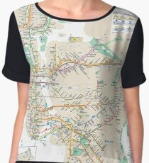 #NY #subway #map #famousplace #BrooklynBridge #CityHall #ChambersStreet #NewYorkCity #USA #map #cartography #topography #travel #country #guidance #vector #graph#colorimage #newyorkstate #NYSubwayMap Chiffon Top