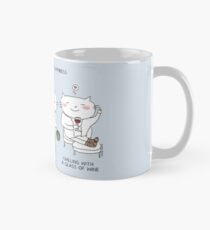 3 ingredients of happiness: gardening, knitting, glass of wine ! / Cat doodle Mug