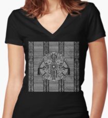 Native American Kokopelli - Ethno Border Pattern 6 Women's Fitted V-Neck T-Shirt