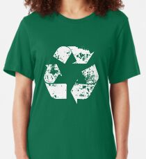 Recycle (Distressed - White) Slim Fit T-Shirt