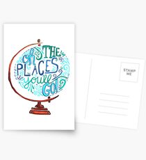Oh die Orte, an die Sie gehen - Vintage Typography Globe Postkarten
