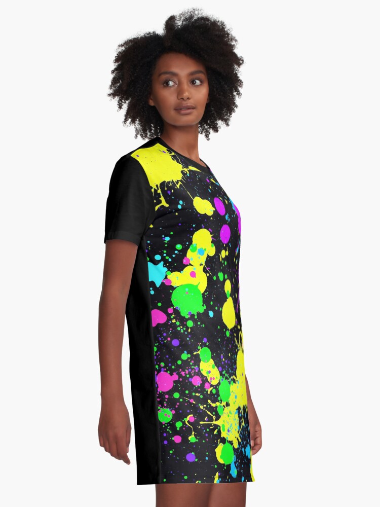 Alternate view of Neon Paint Splatter Graphic T-Shirt Dress
