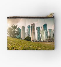 Doha skyline and sunset Zipper Pouch