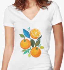 Lady Orange Women's Fitted V-Neck T-Shirt