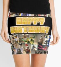 Happy Birthday Greeting Card, Montage of Custom Minifigs Mini Skirt