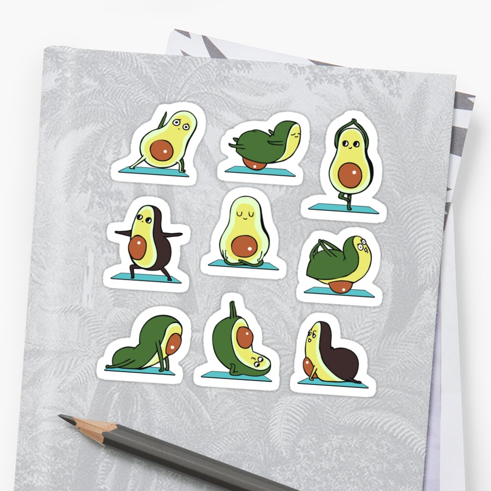 avocado yoga sticker by huebucket redbubble